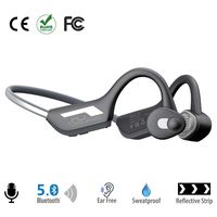 Bone Conduction Headphones Bluetooth 5.0 Open-Ear Wireless Sports Headsets w/Mic for Jogging Running Driving Cycling, Lightweight-1.2 oz (Grey)