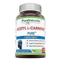 Pure Naturals Acetyl L-Carnitine Hcl Veggie Dietary Supplement - 500mg, 120 Capsulesper Bottle - Promotes Energy Production*, Supporting Brain Heath & Cognitive Function*, Helps to Reduce Nerve Pain*