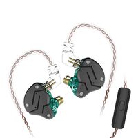 KZ ZSN Over Ear Earbuds Yinyoo HiFi Stereo Bass Sound IEM Headphones Noise Cancelling Earphone with Mic 0.75mm 2pins Detachable Cable for Cell Phones Android MP3 MP4 Music Audio Players(Cyan mic)