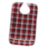 dailymall Olders Disability Eating Mealtime Clothing Protector Apron Bib Waterproof Grid - red 45x75cm