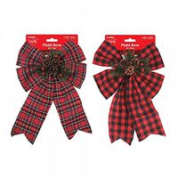 Holiday Essentials Plaid Christmas Bows 4 Count 11.8" X 8.6" Indoor Outdoor Bows for Christmas Decorating