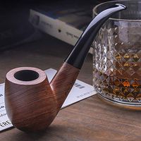 Free Boy Tobacco Pipe Handmade Wooden Bent Smoking Pipe with Accessories
