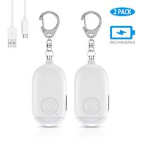 Criacr Safe Sound Personal Alarm, 130dB Rechargeable Safesound Personal Security Alarm Keychain, Emergency Self Defense Alarm with LED Flashlight, for Kids, Women, Elderly (2 Pack)