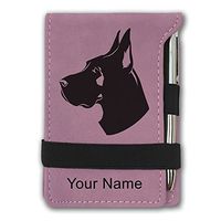 Mini Notepad, Great Dane Dog, Personalized Engraving Included (Pink)