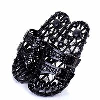 Reflexology Massage Sandals Acupoint Pedicure Non-Slip Couple Bathroom Slip Leaking Indoor Foot Massage Slippers,Black,XXL