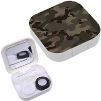 Portable Contact Lens Case Box Travel Kit Mirror + Bottle + Tweezers Container Holder [ Geometric ]