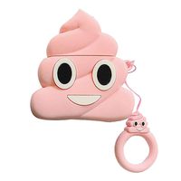Ackful?Apple AirPods Funny Poop Headphones Storage Charging Box Silicone Anti-Lost Protective Cover Holster (Pink)