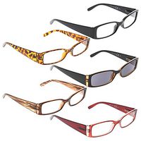 READING GLASSES 5 pack Include Sunglasses Readers +2.25