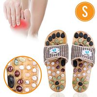 Acupressure Massage Slippers with Earth Stone, Therapeutic Reflexology Sandals for Foot Acupoint Massage Shiatsu Arch Pain Relief, Fit Women 6-7 Feet Size