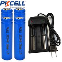 4Pcs ICR10440 AAA 3.7V 350MAH Button Top Lithium Rechargeable Battery with Battery Charger