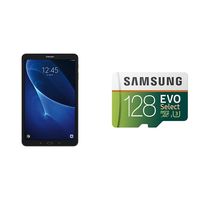 Samsung Galaxy Tab A 10.1"; 16 GB WiFi Tablet (Black) SM-T580NZKAXAR with Samsung 128GB 100MB/s (U3) MicroSDXC EVO Select Memory Card with Full-Size Adapter (MB-ME128GA/AM) Bundle