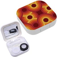 Portable Contact Lens Case Box Travel Kit Mirror + Bottle + Tweezers Container Holder [ Geometric Vintage ]