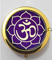 BlackKey Om Symbol Lotus Flower Yoga 3-Compartment Decorative Pocket Gift Box Case Organizer for Pill, Color 2 -145