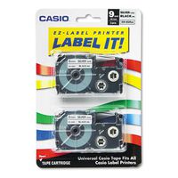NEW - Tape Cassettes for KL Label Makers, 9mm x 26ft, Black on Silver, 2/Pack - XR9SR2S