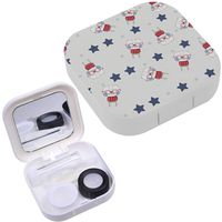 Portable Contact Lens Case Box Travel Kit Mirror + Bottle + Tweezers Container Holder [ Little Bear ]