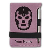 Mini Notepad, Luchador Mask, Personalized Engraving Included (Pink)