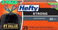 Hefty Strong Multipurpose Garbage Bags - 30 Gallon, 28 Count (Pack of 3)