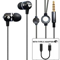 Premium Sound Hands-Free Headset Earphones w Mic Type-C Audio Adapter Headphones Jack Converter Metal Sleek Earbuds Black Compatible with Motorola Moto Z3