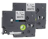 2 Pack Replacement 6mm 1/4 inch TZe211 TZ211 Laminated Black on White for P-Touch Label Maker D210 PT-H100 PT-H110 D600 PT-1880,26.2ft(8m) Length