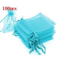 Boshen 100/200PCS Organza Gift Candy Sheer Bags Mesh Jewelry Pouches Drawstring Bulk for Wedding Party Favors Christmas 3"x4" 5"x7" (3" X 4"(100PCS), Teal Blue)