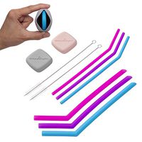 StrawRight Reusable Straws - Reusable Straws with Case Set - Includes Regular and Large Silicone Straws (3 of each), Reusable Straw Case (2) and Straw Cleaning Brushes - The Eco Friendly Travel Straw