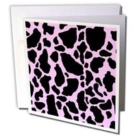 3dRose Pink and White Cow Print - Greeting Cards, 6 x 6 inches, set of 6 (gc_15425_1)