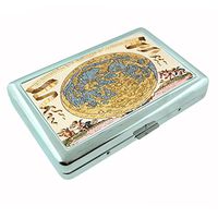 Perfection In Style Metal Silver Cigarette Case Vintage World Maps Design 014