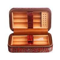 Cigar Humidor Desktop Cigar Box - Cedar Wood Lining Leather Travel Portable Cigarette Box Can Hold 6 Cigar Box Cigarette Box, Men's Gift Box Constant Temperature and Humidity Wood Lined