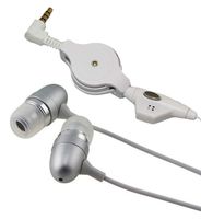 Retractable Headset Handsfree Earphones Mic Metal Earbuds Headphones in-Ear Wired [3.5mm] [Silver] G9D Compatible with Alcatel 1x Evolve - BLU Vivo XL4 - CAT S41 S48c - Coolpad Defiant, Canvas