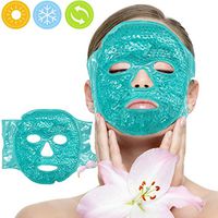 Facial Mask - Get Rid of Puffy Eyes - Migraine Relief, Sleeping, Travel Therapeutic Hot Cold Compress Pack - Gel Beads, Spa Therapy Wrap for Sinus Pressure Face Puffiness Headaches