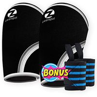 Z ZEALSPOT Elbow Sleeves (Pair) W/Bonus Heavy Duty Wrist Wraps-Support & Compression for Weightlifting, Powerlifting, Crossfit,Bench Press and Tennis-5mm Neoprene Brace for Both Women & Men,Black,XL