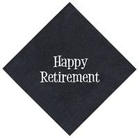 Retirement Decorations Happy Retirement Party Napkins 100 Pack 5x5" Party Cocktail Napkins Black