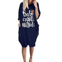 SuperXC Christmas Dresses for Women Long Sleeve Oversize Baggy Shirts Casual Loose Party Dress with Pockets Blue