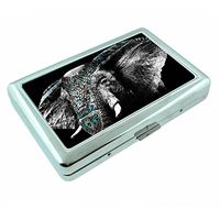 Elephant Art Design S43 Silver Cigarette Case Metal Wallet Id Holder 4" X 2.75" RFID Protection