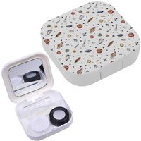 Portable Contact Lens Case Box Travel Kit Mirror + Bottle + Tweezers Container Holder [ Cartoon Astronomy ]