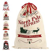fannybuy Santa Sack Personalized Bags Large Drawstring Canvas Burlap Bag Blank Delivery Extra Large Size 27.5"x19.5" (M)