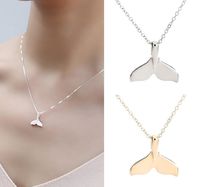 Hemlock Mermaid Tail Pendant Necklaces, Women Mermaid Tail Necklace Dress Necklace Gifts (Gold)