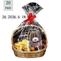 ZSYLF Clear Basket Bags, 20 Pack Large Clear Cellophane Wrap for Gift Baskets, Presents, Weddings, Bridal/Baby Showers and More（26.2 x 36.6 Inch）