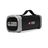 AXESS SPBT1073 Portable Indoor/Outdoor Bluetooth Media Speaker with Built-In 3.5mm Line-In Jack Rechargeable Battery and Subwoofer Gray