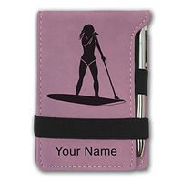 Mini Notepad, Paddle Boarding Woman, Personalized Engraving Included (Pink)
