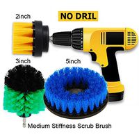 HIFROM 2inch + 3inch + 5inch Medium Drill Powered Scrub Cleaning Brush Attachments Kit for Bathroom Tub Shower Tile Grout Tires Boats Kitchen