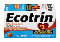 Ecotrin Low Strength Safety Coated Aspirin | NSAID | 81mg | 150 Tablets