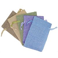 Stylish Mix Color Linen Pouches with Ribbon Drawstring for Gift Packaging, 2 Sizes Available Pack of 10 (4"x6", Mix)