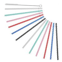 FGRYB Reusable Plastic Drinking Straws, 12 Piece 9 Inch 6 Colors, Dishwasher Safe Transparent Straws Fit for Mason Jar/Yeti Tumbler/Beverage/Cocktail, Cleaning Brush Included