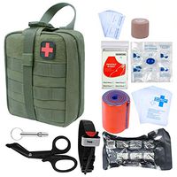 GRULLIN Survival First Aid Kit, 39 Pieces Tactical Molle EMT IFAK Pouch Emergency First Aid Survival Kits Trauma Bag Outdoor Gear for Camping Hiking Hunting Travel Car Adventures (Army Green)