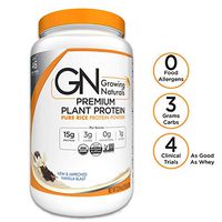 Growing Naturals | Organic Premium Plant Based Protein, Pure Rice Protein Powder | Vanilla Blast | Non-GMO, Vegan, Gluten-Free, Keto Friendly, Shelf-Stable | 2LB