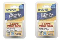 Brother P-Touch M2312PK M Series Tape Cartridges for P-Touch Labelers, 1/2"w, Black on White, 2/Pack
