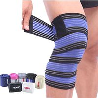 Rungear Elastic Knee Compression Bandage Wraps – Support for Legs, Thighs, Hamstrings Joints Reduce Swelling, Lymphatic Relief Help Recover from Knee Replacement Surgery, 1 Pair (Black/Blue)