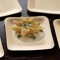 Efavormart 50 Pcs - Sleek Disposable Natural Bamboo 3.5" Square Plates For Wedding Events Birthday Restaurant Dining Tableware