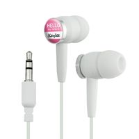 Kaylee Hello My Name is Novelty in-Ear Earbud Headphones - White